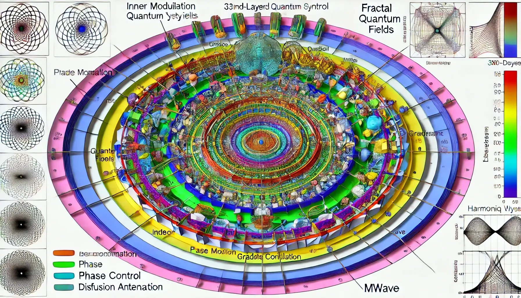 DALL·E 2024-10-20 04.40.48 - A detailed visualization of the HarmoniQ Wheel framework, a 360-degree multi-layered quantum system exploration tool. The wheel is divided into three 